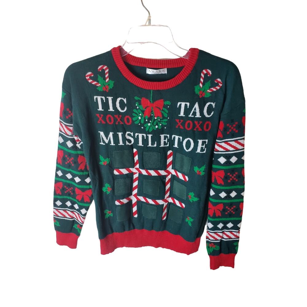 Awake Tic Tac Mistletoe Christmas Sweater, Medium
